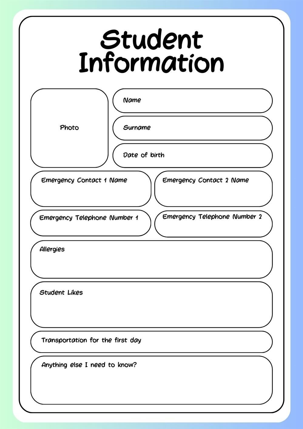 Student Information Sheet 